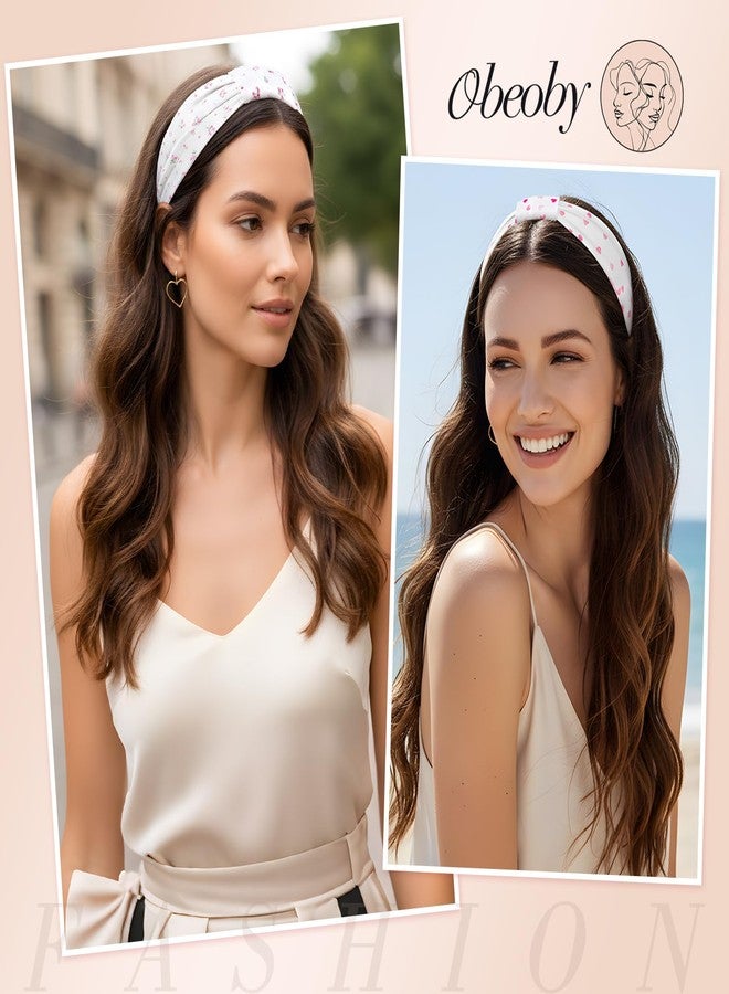 obeoby 5.5'' Wide Headbands for Women Valentine's Day, 4Pack Boho Large Twisted Knot Hairband Pink Spring Headbands - Image 5